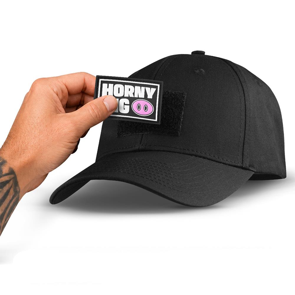 Velcro Fetish Tag, HORNY PIG