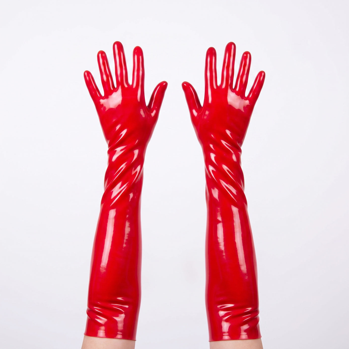 Rubber Elbow Length Gloves, Red