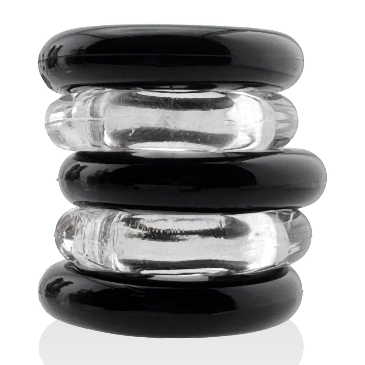 Oxballs Hünkyjunk, Jacker 5-Stack Cockrings, Clear/Black from Hunkyjunk.