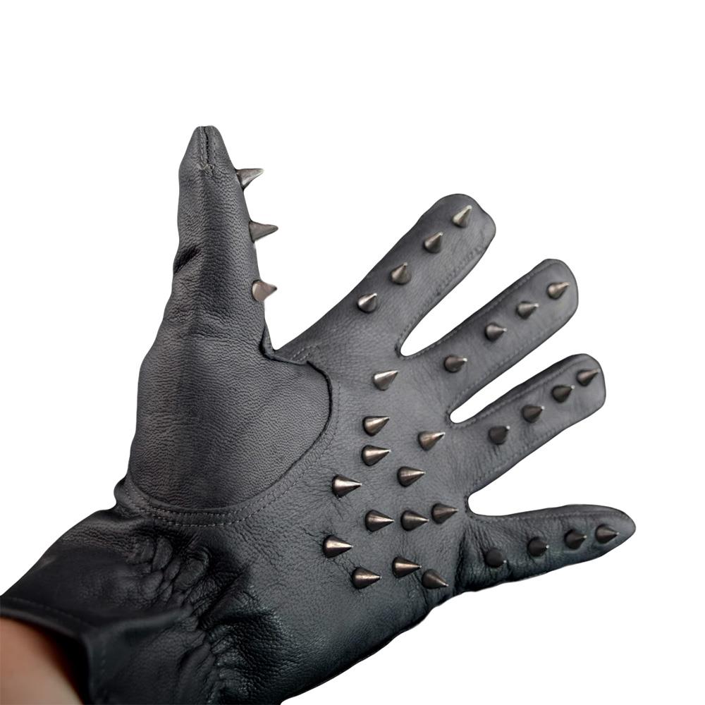 Pain Freak, Black Leather Spiked Spanking Gloves from Black Label.