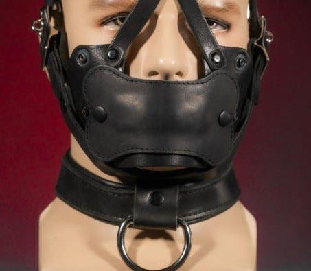 Lockable Bondage Dog Muzzle, Leather, Black from Mr S Leather.