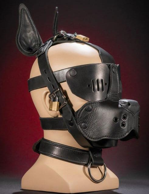 Lockable Bondage Dog Muzzle, Leather, Black from Mr S Leather.