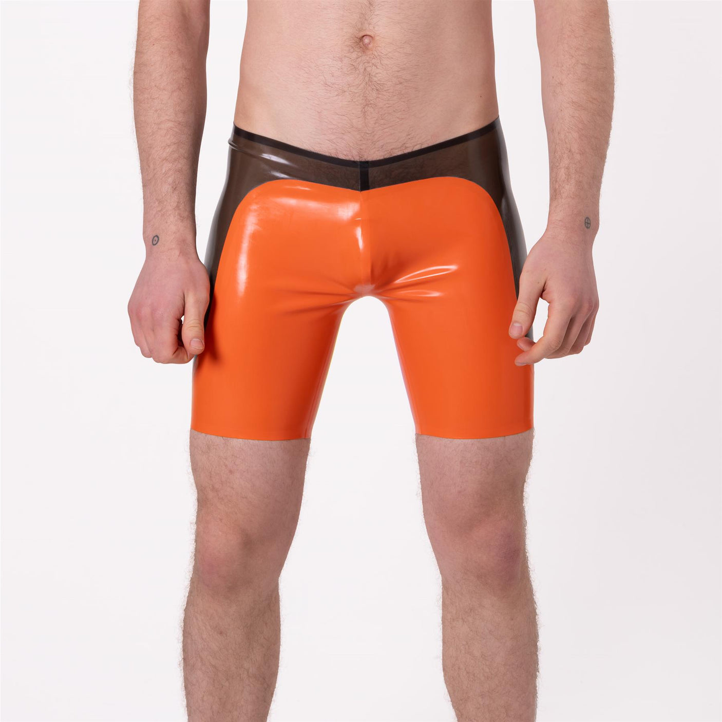 PEAK Rubber Shorts, Semi Trans Smokey Black // Made to order