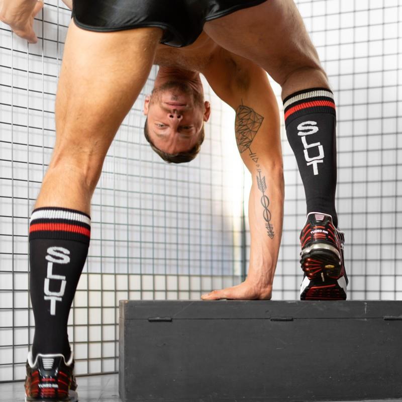 Football Socks, SLUT, Black/Red/White