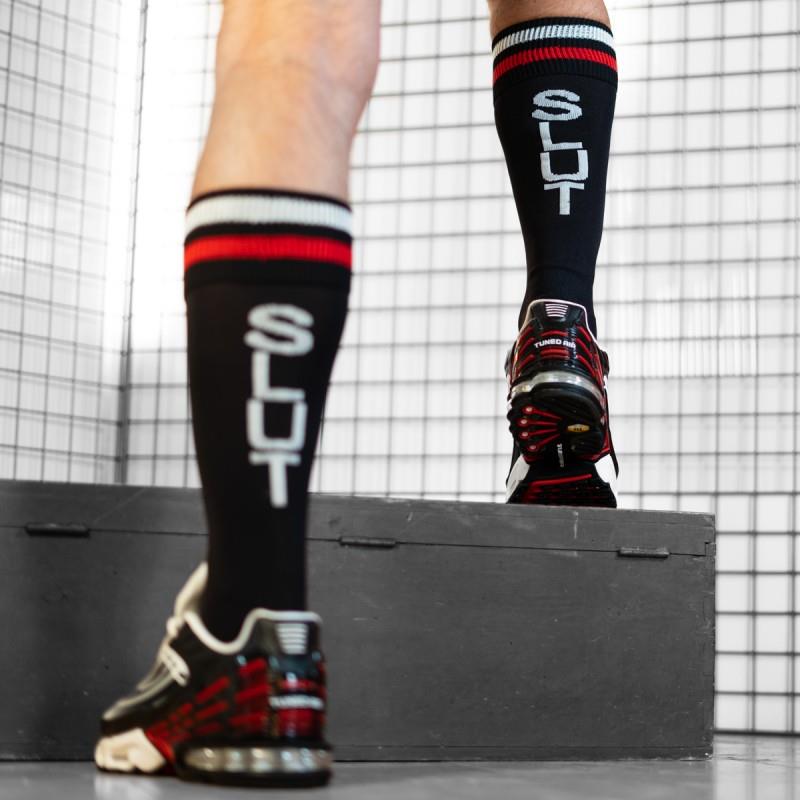 Football Socks, SLUT, Black/Red/White