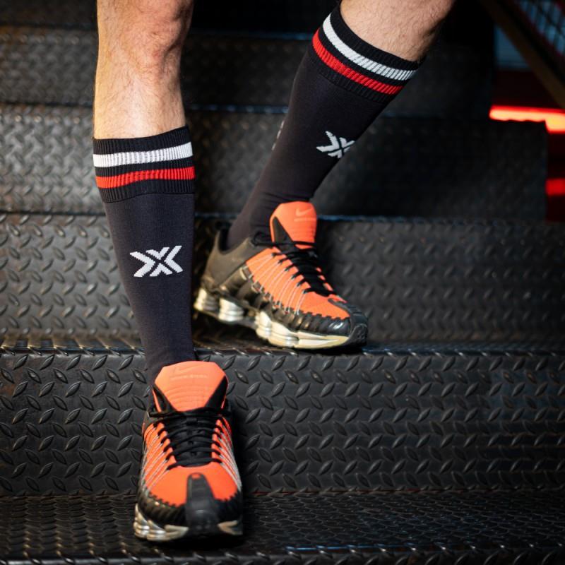Football Socks, SLAVE, Black/Red/White