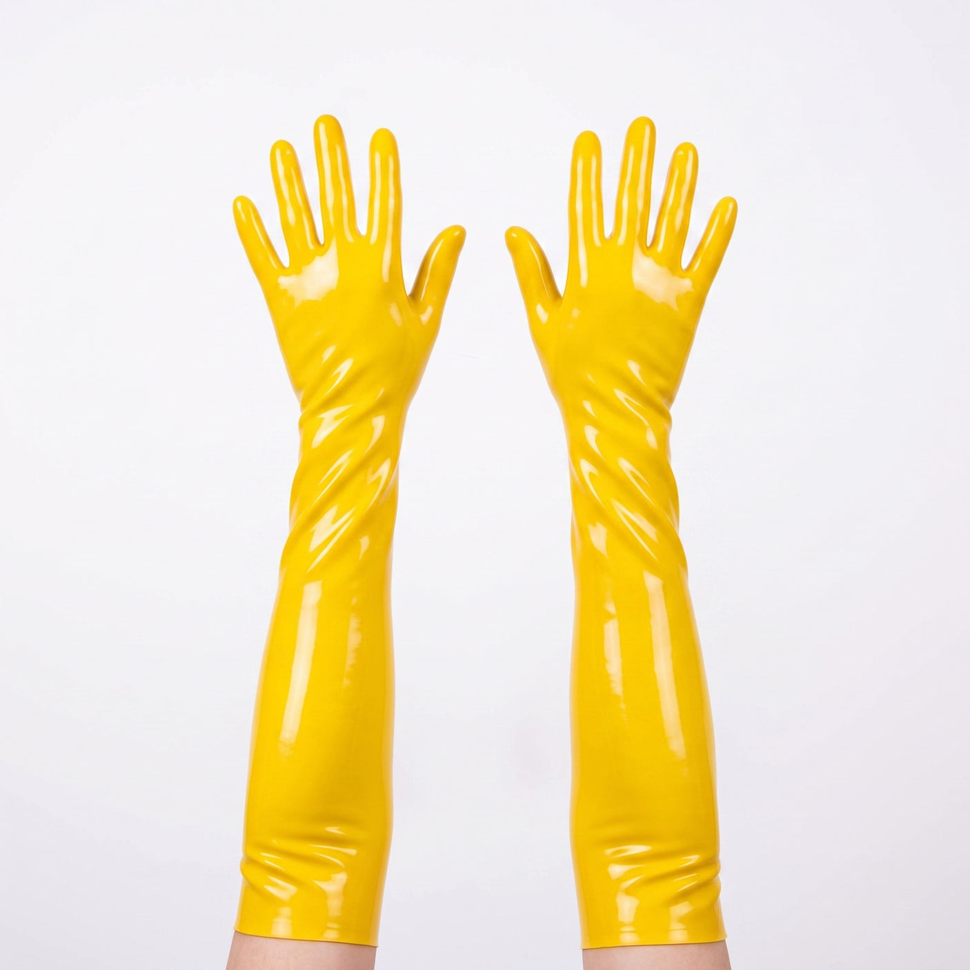 Rubber Elbow Length Gloves, Yellow