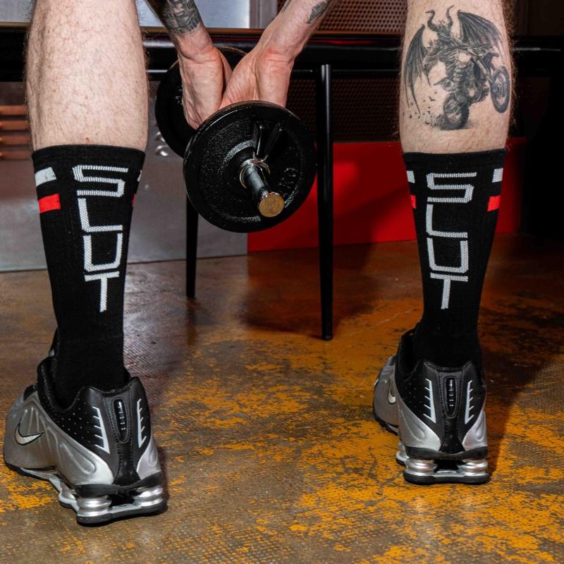 Skater Socks, SLUT, Black/Red/White