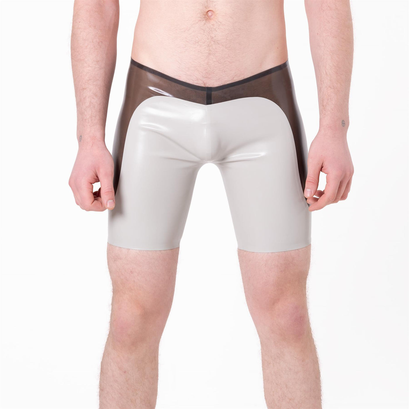 PEAK Rubber Shorts, Semi Trans Smokey Black // Made to order