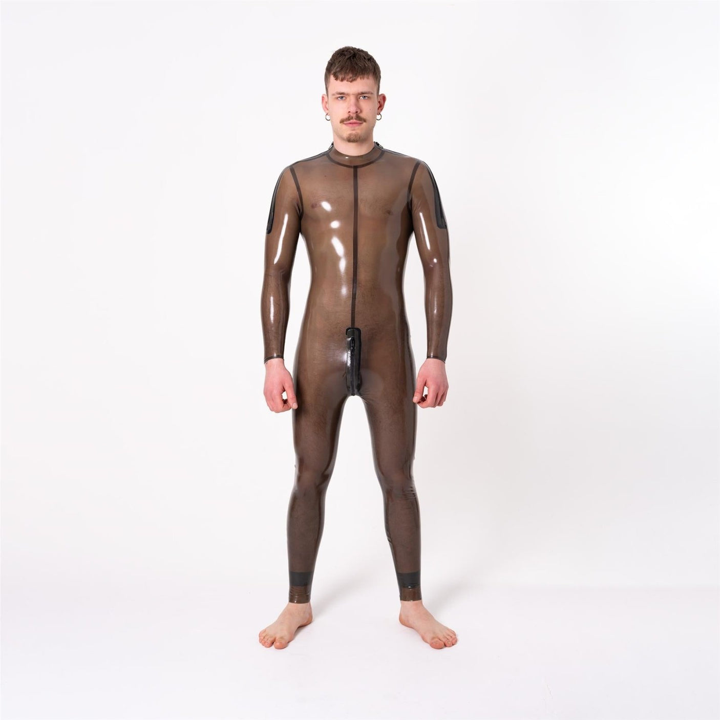 Catsuit, Shoulder Entry, Semi Trans Smokey Black, All Round Zip from REGULATION.