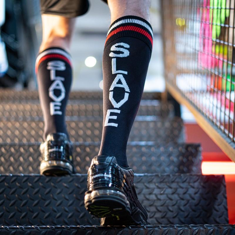 Football Socks, SLAVE, Black/Red/White