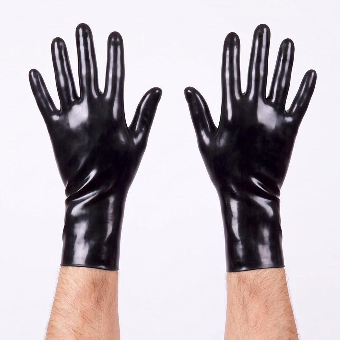 Rubber Wrist Length Gloves, Black, 0.6