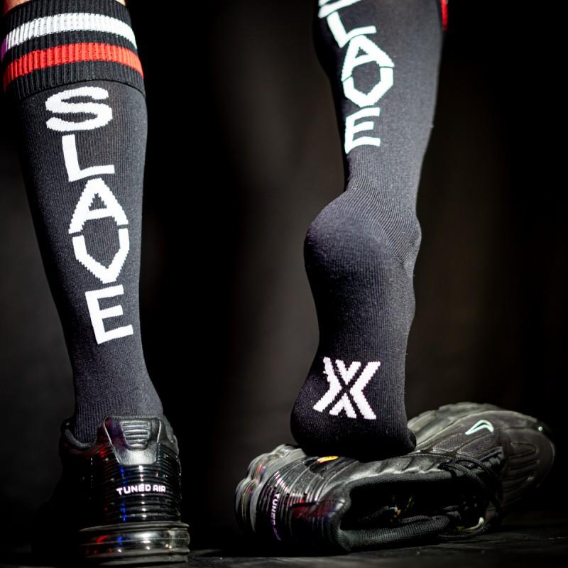Football Socks, SLAVE, Black/Red/White
