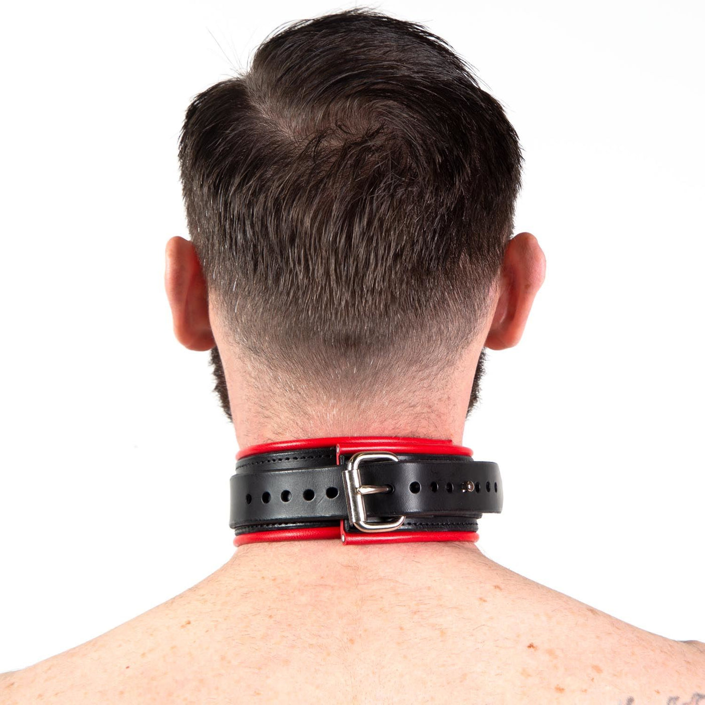 Piped Locking Leather Collar