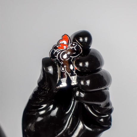 Flex Dog Enamel Pin from James Newland Illustration.