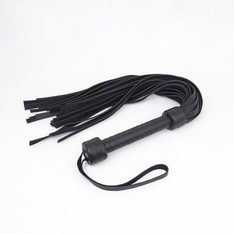 Heavy Leather Flogger, 50cm long, Black Handle from REGULATION.