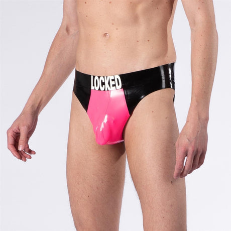 LOCKED Rubber Briefs, Black/Hyper from REGULATION.