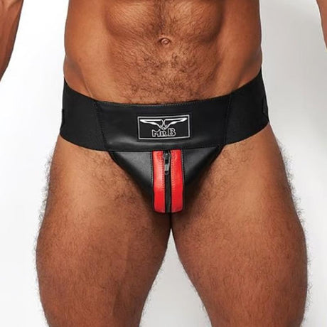 Mister B Leather Premium Jockstrap, Black Red from Mister B.