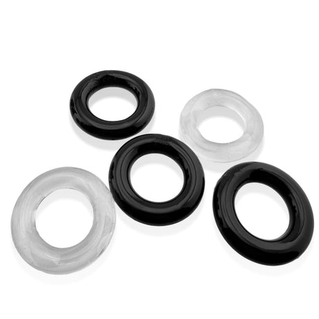 Oxballs Hünkyjunk, Jacker 5-Stack Cockrings, Clear/Black from Hunkyjunk.