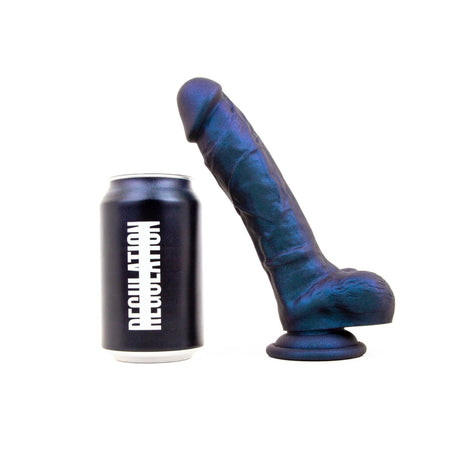 REGULATION Realisms, Suction Cup Dildo, 8.5", Oil Slick Midnight from REGULATION.