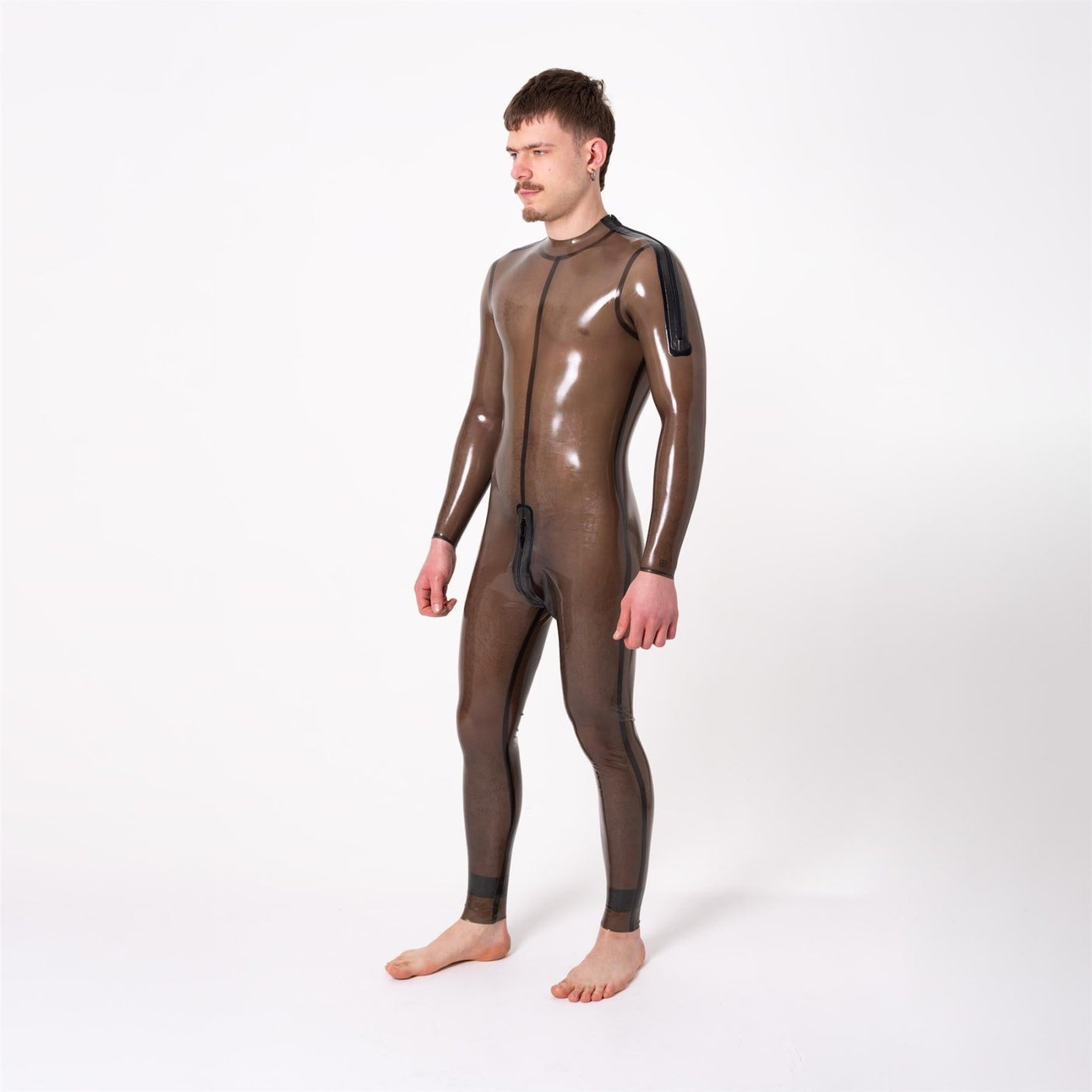 Rubber Catsuit, Shoulder Entry, Semi Trans Smokey // Made to order from REGULATION.