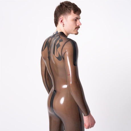 Rubber Catsuit, Shoulder Entry, Semi Trans Smokey // Made to order from REGULATION.