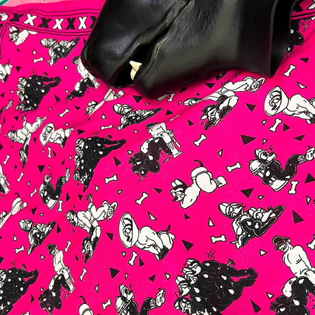 Rubber Puppy Bandana, Pink from James Newland Illustration.