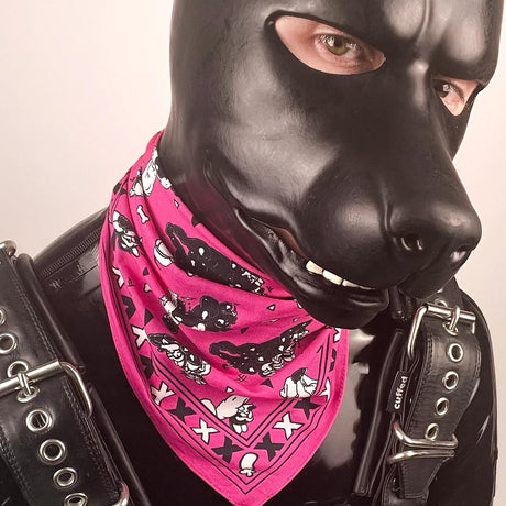 Rubber Puppy Bandana, Pink from James Newland Illustration.