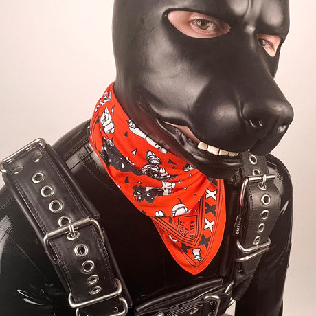 Rubber Puppy Bandana, Red from James Newland Illustration.