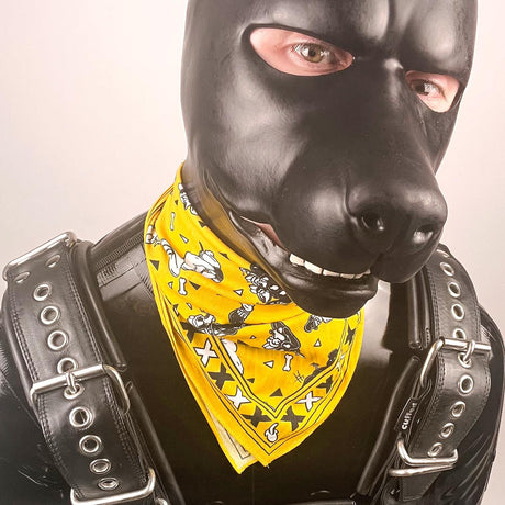 Rubber Puppy Bandana, Yellow from James Newland Illustration.