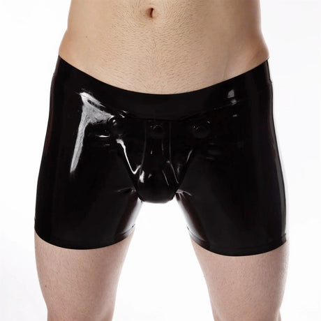 Rubber Trunk Shorts, Codpiece, Rear Zip from REGULATION.