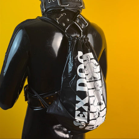 "Sitting Dog", PVC Drawstring Bag from James Newland Illustration.