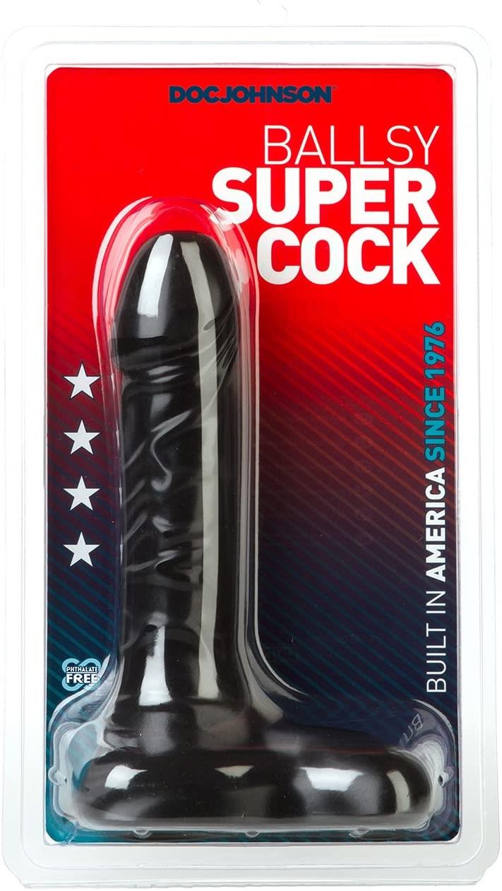 Ballsy Super Cock 9" Dildo, Black from Doc Johnson.