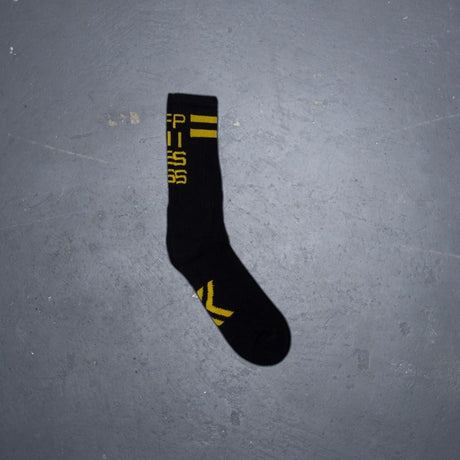 Boxer Skater Socks, PISS, Black/Yellow from Boxer Barcelona.