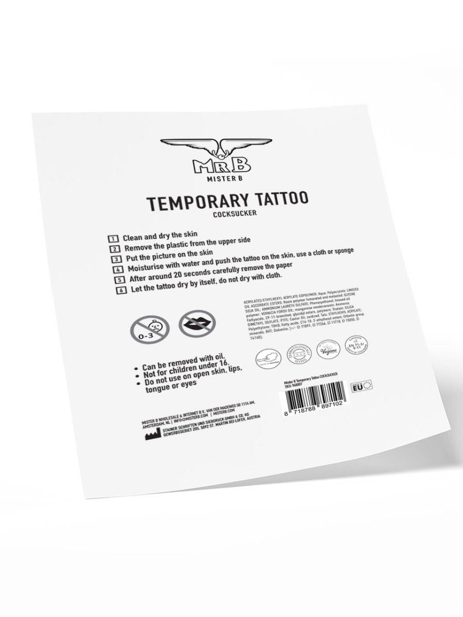 Cock Sucker, Temporary Tattoo from Mister B.