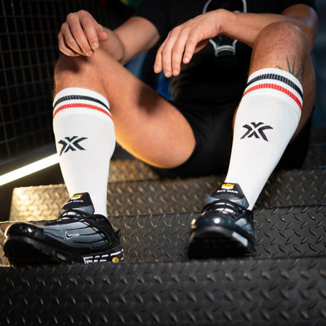 Football Socks, Bottom, White/Red/Black from Boxer Barcelona.