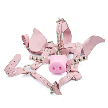 Leather Pig Head Harness, Pink from Mister B.