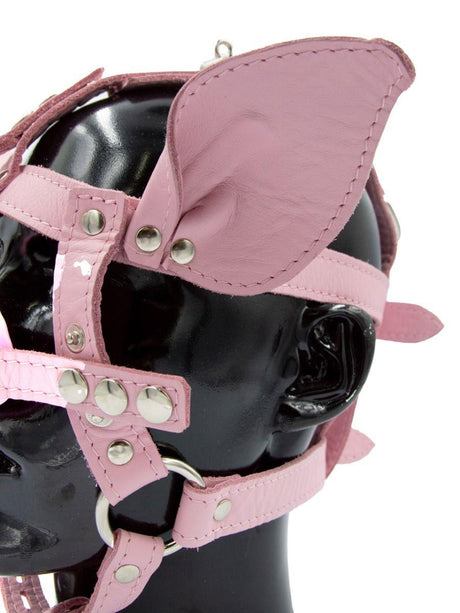 Leather Pig Head Harness, Pink from Mister B.